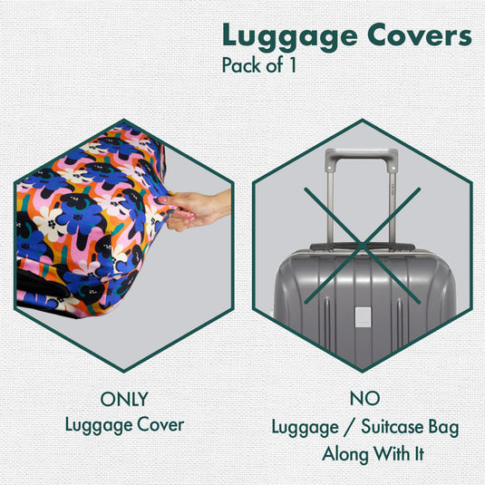 Abstract Affair! Luggage Cover With Detachable Pouch, 100% Organic Cotton Lycra, Medium Size, Pack of 1