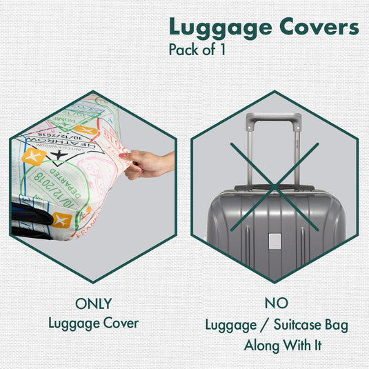 Stamp-ed! Luggage Cover With Detachable Pouch, 100% Organic Cotton Lycra, Medium Size, Pack of 1