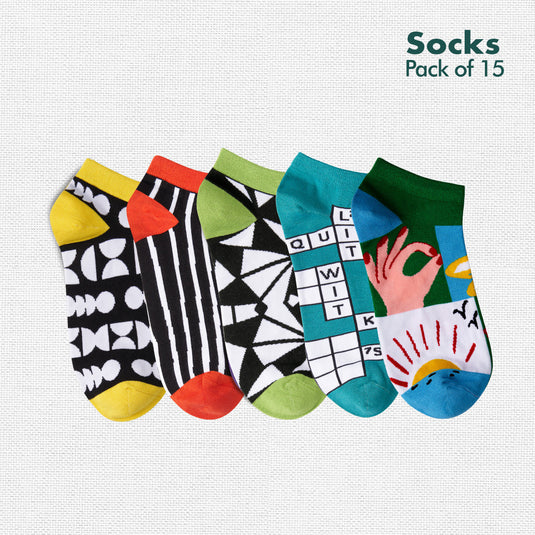 My Socks Drawer Series 3! Unisex Socks, 100% Bamboo, Ankle Length, Pack of 15