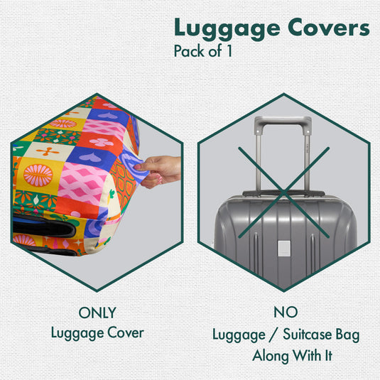 Abstract-ology! Luggage Cover, 100% Organic Cotton Lycra, Medium Size, Pack of 1