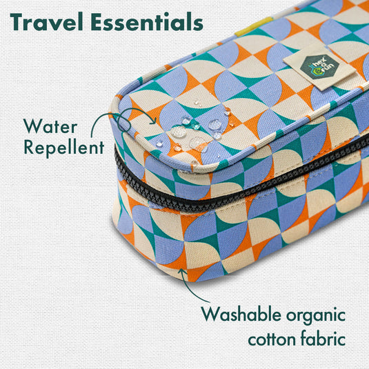 Retro Pixel! Travel Essentials, 100% Sustainable Fabric, Pack of 7 + Free Travel Organizer, Medium Size