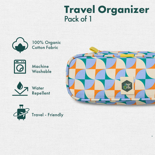 Retro Pixel, Travel Organizer, 100% Organic Cotton, Medium Size, Pack of 1