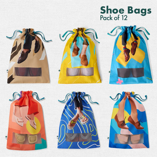 Big Bag Theory! Men's & Women's Shoe Bags, 100% Organic Cotton, Pack of 12