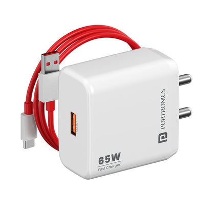 Portronics Adapto 65A 65w fast wall charger| fast moblie chager| phone charger online| Super vooc mobile charger