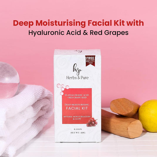 Deep Moisturising Facial Kit with Hyaluronic Acid & Red Grapes - herbs&purecom