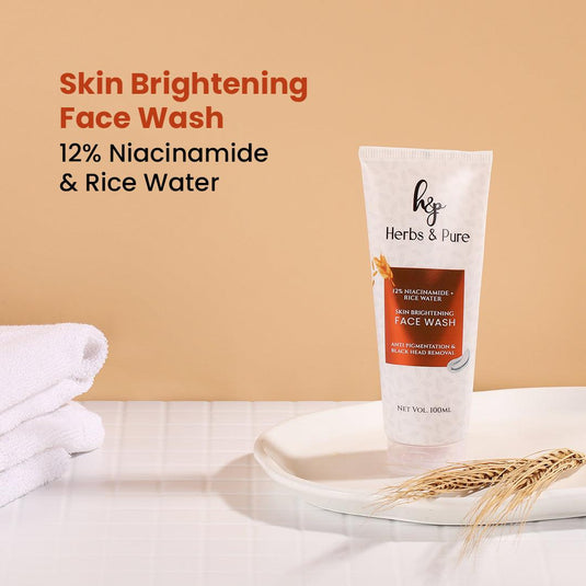 Skin Brightening 12% Niacinamide & Rice Water Face Wash - herbs&purecom