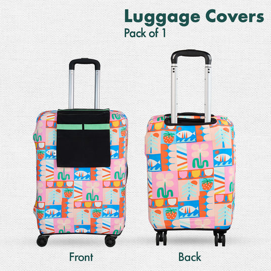 Art Of Abstract! Luggage Cover With Detachable Pouch, 100% Organic Cotton Lycra, Large Size, Pack of 1