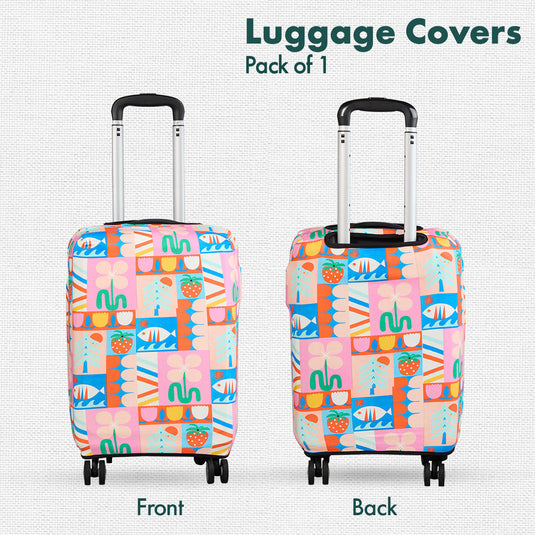 Art Of Abstract! Luggage Cover, 100% Organic Cotton Lycra, Large Size, Pack of 1