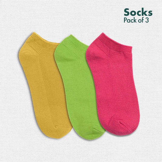 Macaroons! Unisex Socks, 100% Organic Cotton, Ankle Length, Pack of 3