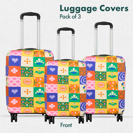 Abstract-ology! Luggage Covers, 100% Organic Cotton Lycra, Small+Medium+Large Sizes, Pack of 3