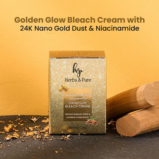 Golden Glow Bleach Cream with 24K Nano Gold Dust & Niacinamide - herbs&purecom