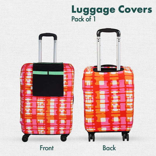 Abstract Mania! Luggage Cover With Detachable Pouch, 100% Organic Cotton Lycra, Large Size, Pack of 1