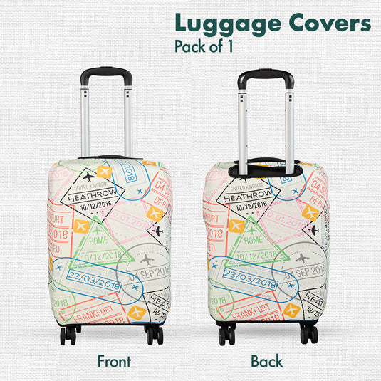 Stamp-ed! Luggage Cover, 100% Organic Cotton Lycra, Medium Size, Pack of 1