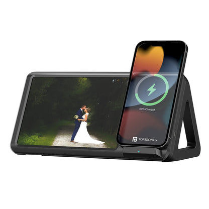 Portronics Freedom 5 wireless phone charger with photo frame| wireless fast charger at best price| iphone wireless charger stand| mobile phone wireless charger at best price