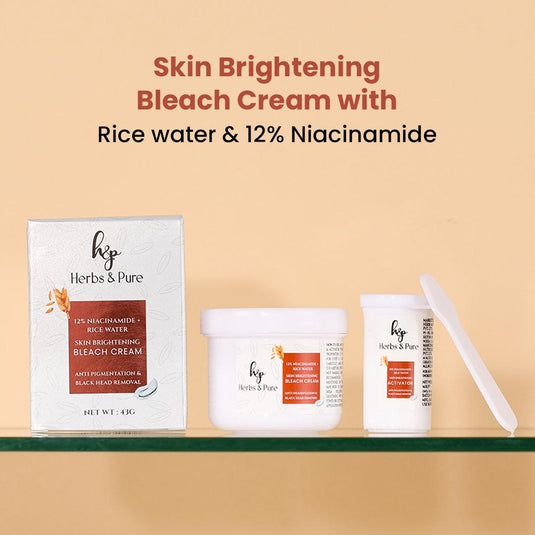 Skin Brightening Bleach Cream with Rice water & 12% Niacinamide - herbs&purecom