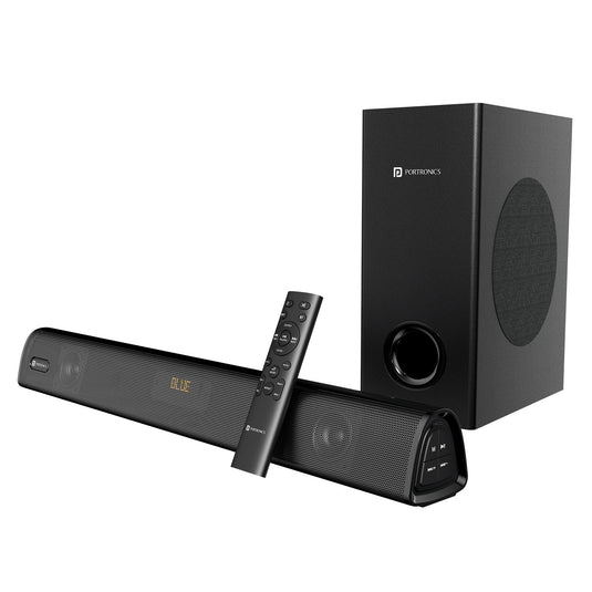 Black Portronics Pure Sound 106 Wired Subwoofer 120W Wireless SoundBar