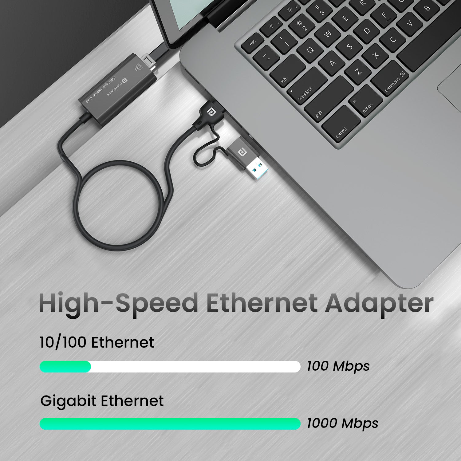 Portronics Mport X1 Ethernet Adapter USB Port with fast speed internet. Black