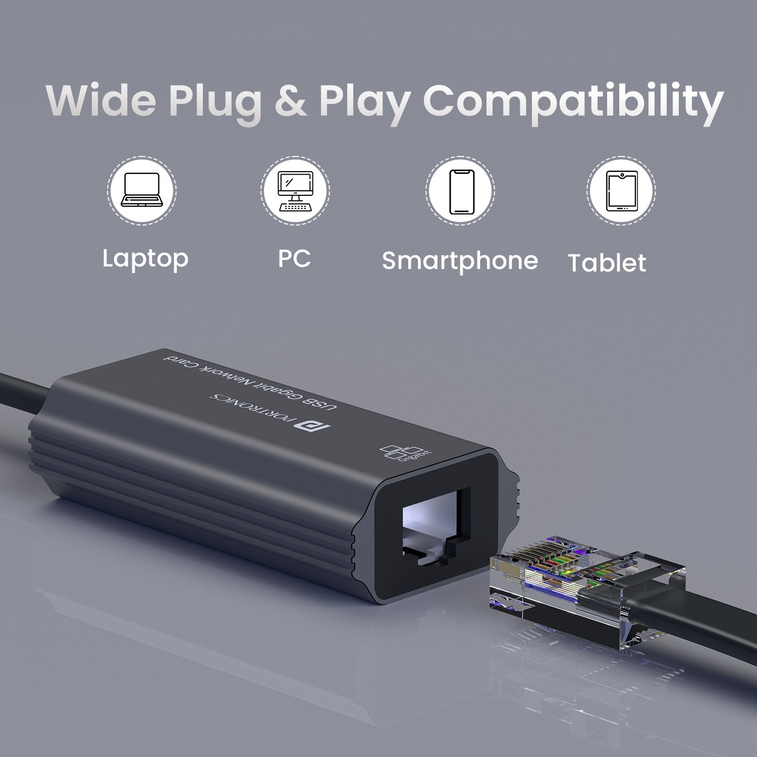 Portronics Mport X1 Ethernet Adapter USB Port with plug and play compatibility for laptop and smartphones. Black