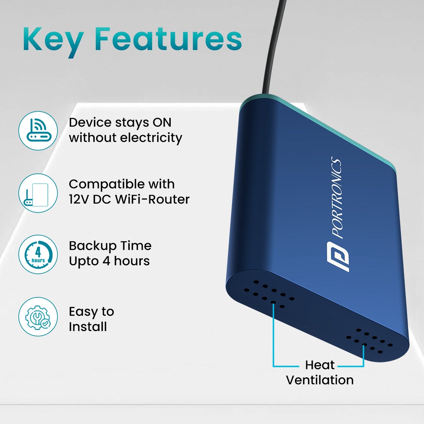 Portronics POWER PLUS 2000mah extended power bank for WiFi router |router ups with multiple features