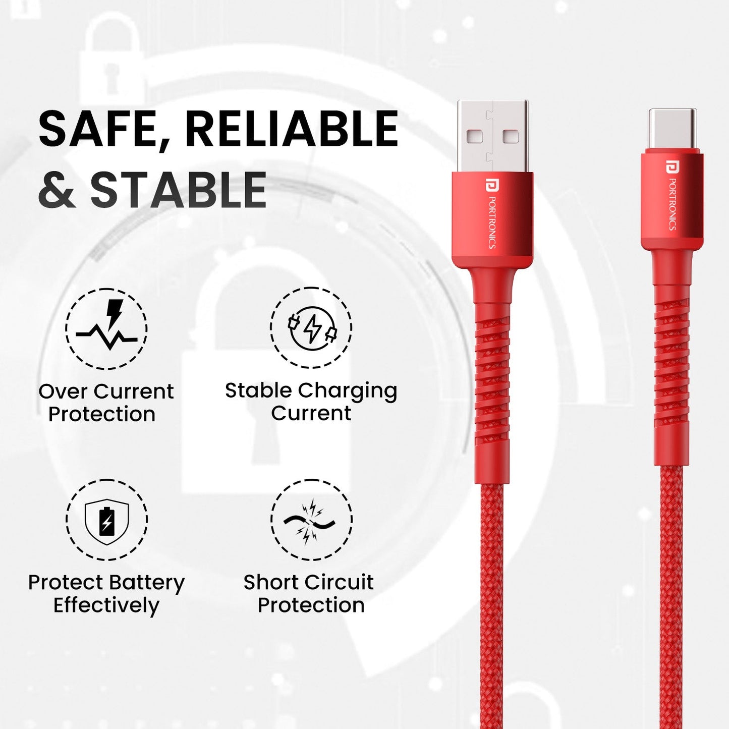 Red Portronics Konnect X - 6A USB to Type C type c to type c charging cable| type c to type c cable| usb cable to type c