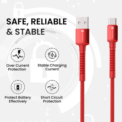 Red Portronics Konnect X - 6A USB to Type C type c to type c charging cable| type c to type c cable| usb cable to type c