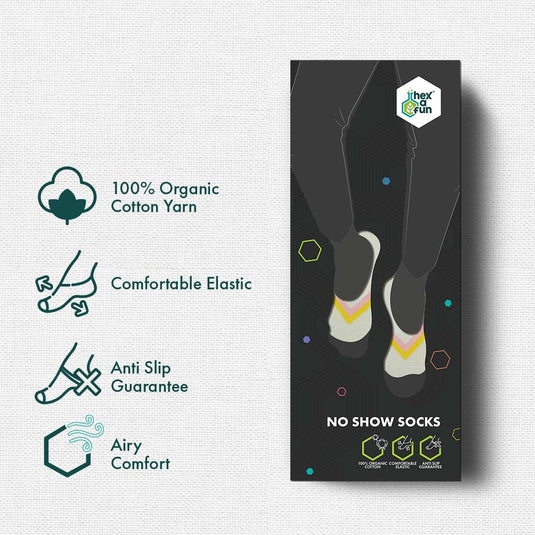 All Eyes On Toes! Unisex Socks, 100% Organic Cotton, No Show, Pack of 6