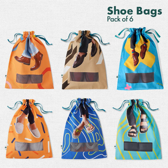 Shoe-topia! Men's Shoe Bags, 100% Organic Cotton, Pack of 6