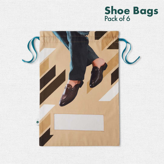 Shoe-topia! Men's Shoe Bags, 100% Organic Cotton, Pack of 6