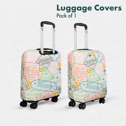 Stamp-ed! Luggage Cover, 100% Organic Cotton Lycra, Large Size, Pack of 1