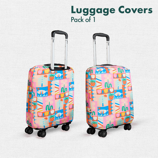 Art Of Abstract! Luggage Cover With Detachable Pouch, 100% Organic Cotton Lycra, Small Size, Pack of 1