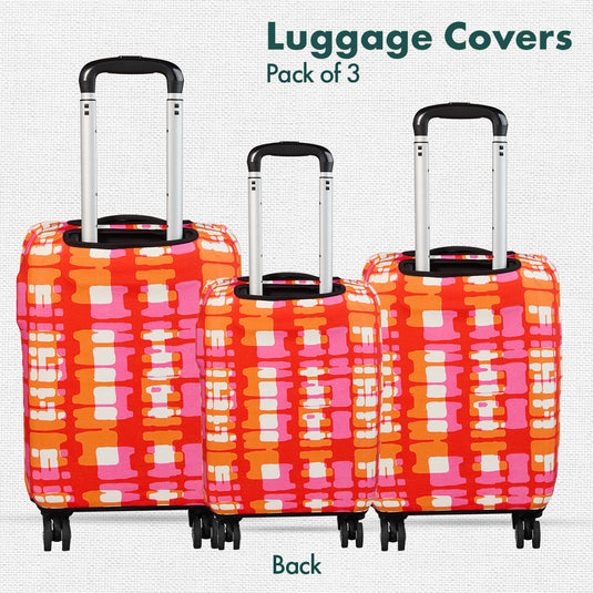 Abstract Mania! Luggage Covers, 100% Organic Cotton Lycra, Small+Medium+Large Sizes, Pack of 3