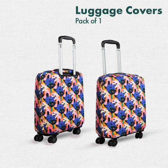 Abstract Affair! Luggage Cover, 100% Organic Cotton Lycra, Medium Size, Pack of 1