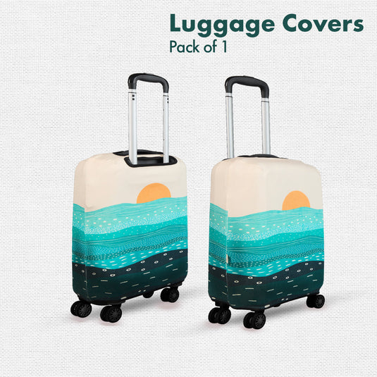 Holiday Calling! Luggage Cover With Detachable Pouch, 100% Organic Cotton Lycra, Small Size, Pack of 1