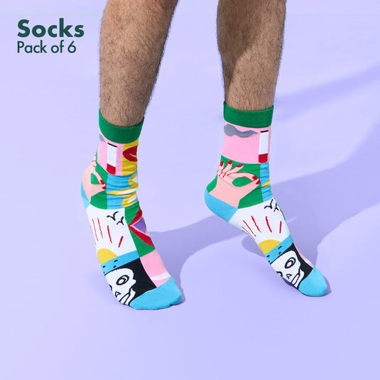 Strike A Pose! Unisex Socks, 100% Bamboo, Crew Length, Pack of 6