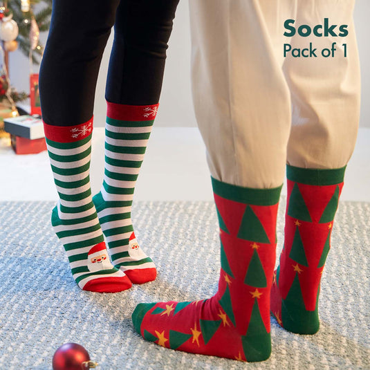 Mistletoe Mischief! Unisex Socks, 100% Organic Cotton, Crew Length, Pack of 1