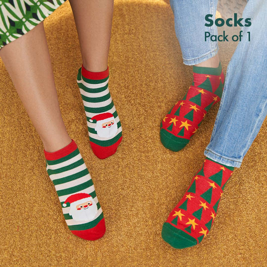 Socks-a-Clause! Unisex Socks, 100% Organic Cotton, Ankle Length, Pack of 1