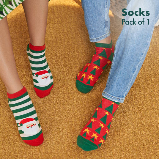 Mistletoe Mischief! Unisex Socks, 100% Organic Cotton, Ankle Length, Pack of 1