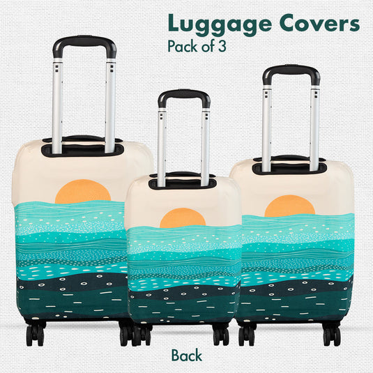 Holiday Calling! Luggage Covers, 100% Organic Cotton Lycra, Small+Medium+Large Sizes, Pack of 3