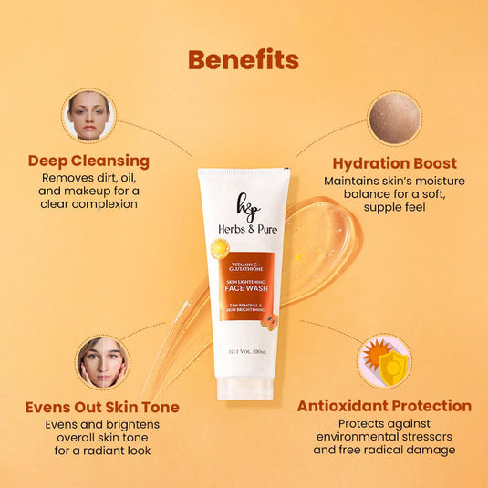 Skin Lightening Vitamin C & Glutathione Face Wash - herbs&purecom