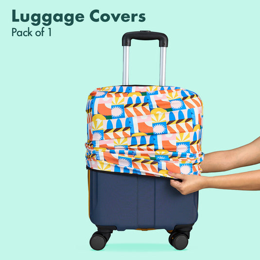 Geometric Vibes! Luggage Cover, 100% Organic Cotton Lycra, Medium Size, Pack of 1