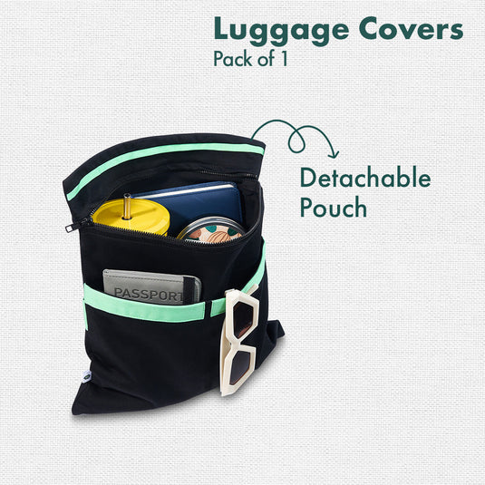 Travel Tango! Luggage Cover With Detachable Pouch, 100% Organic Cotton Lycra, Large Size, Pack of 1