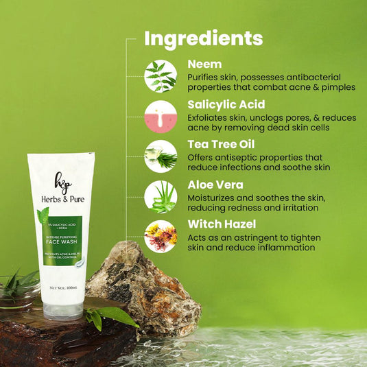 Acne Contro Neem & Salicylic Face Wash - herbs&purecom