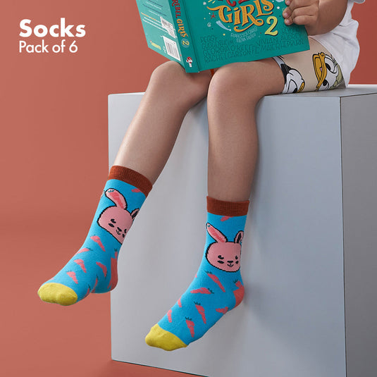 Roar-some! Unisex Kid's Socks, 100% Bamboo, Crew Length, Pack of 6