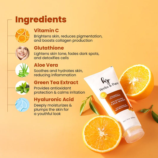 Vitamin C & Glutathione Face Wash - herbs&purecom