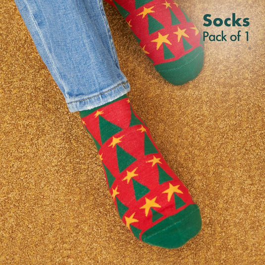 Mistletoe Mischief! Unisex Socks, 100% Organic Cotton, Ankle Length, Pack of 1