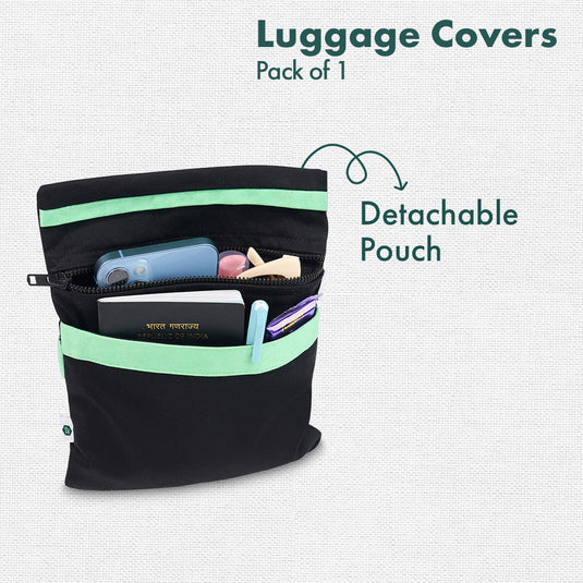 Travel Tango! Luggage Cover With Detachable Pouch, 100% Organic Cotton Lycra, Small Size, Pack of 1