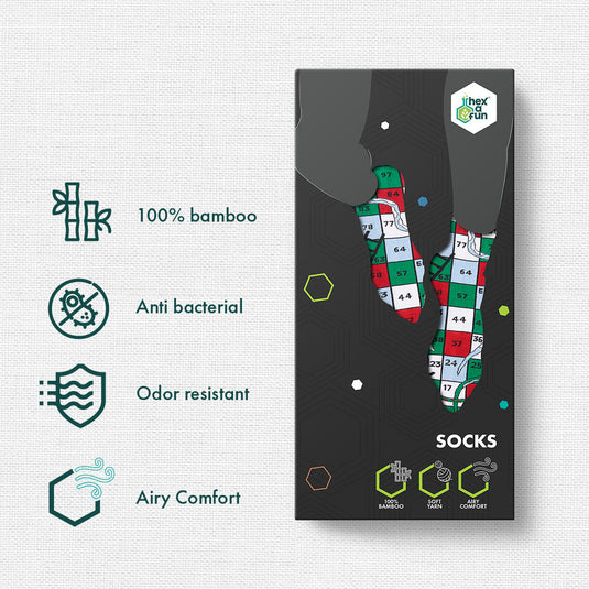 Snakes & Ladders! Unisex Socks, 100% Bamboo, Ankle Length, Pack of 1