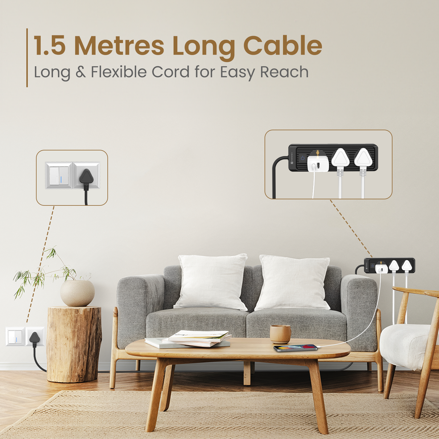 Portronics Power Plate 21 Power Extension Board with 1.5M durable cable