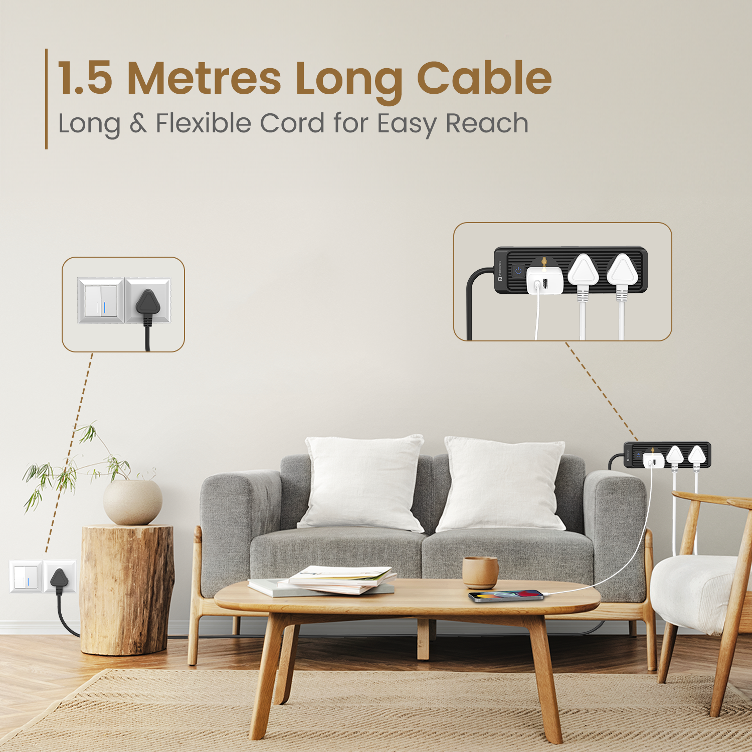 Portronics Power Plate 21 Power Extension Board with 1.5M durable cable
