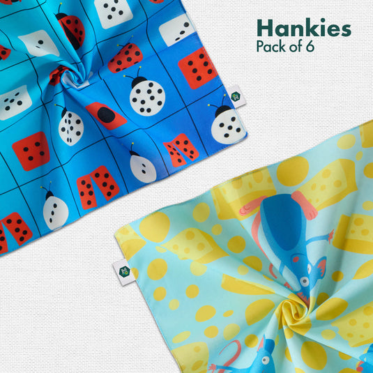 Crafty Games! Unisex Kid's Hankies, 100% Organic Cotton, Pack of 6